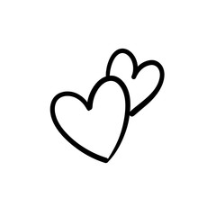 Two lovers hearts. Love symbol. Double heart doodle.