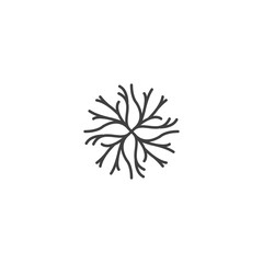 Abstract tree root or twig. Vector logo icon template