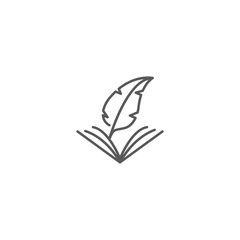 Book and feather pen. Vector logo icon template