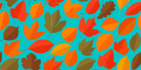 Leaf fall seamless background. Autumn concept. Vector illustration