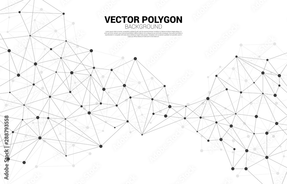 Poster Network Connecting dot polygon background. Concept of Network Business, technology, Data and chemical. Dot connect line abstract background represent futuristic network and data transformation