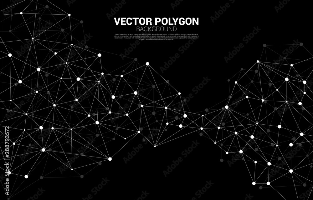 Wall mural network connecting dot polygon background. concept of network business, technology, data and chemica