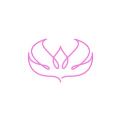 Lotus flower one line. Vector logo icon template