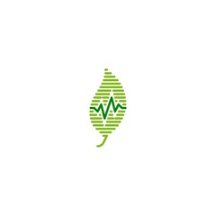 Nature sound wave, leaf pulse. Vector logo icon template