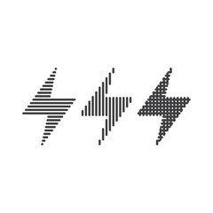Set of thunder bolt with unique shape. Vector logo icon template