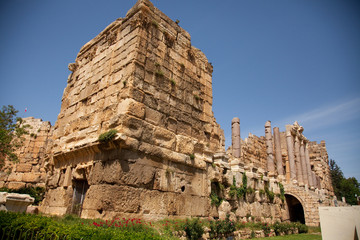 Fototapeta na wymiar Baalbeck, Lebanon: Ancient Roman Ruins and Columns