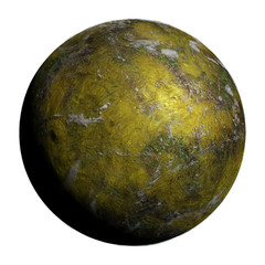 green alien planet, life friendly jungle world isolated on white background