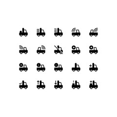 Set of vehicle, pickup, car, delivery, glyph style icon - vector