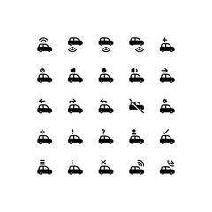 Set of taxi, sedan, automotive, travel, transportation glyph style icon - vector	