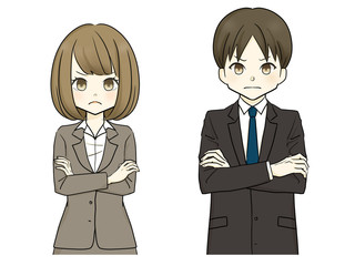 スーツ-腕を組む女性・男性