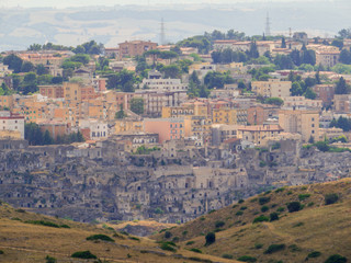 Obraz premium Viewpoint of Matera and the Sassi in Murgia Timone, Basilicata, Italy