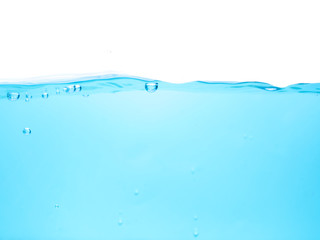 Water waves and bubbles in a white background