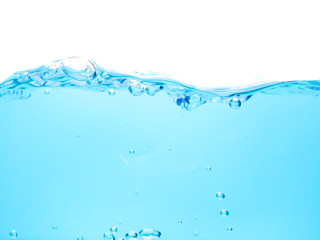 Water waves and bubbles in a white background