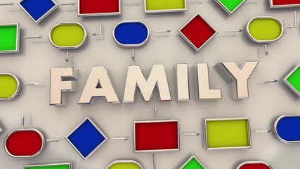 Family Connections Boxes Relationships 3d Animation
