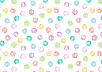 水彩イラスト　カラフルな水玉の背景