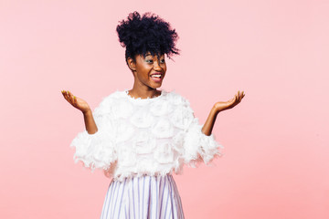 Young woman with arms open