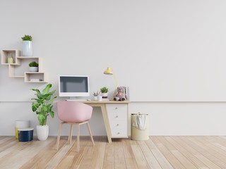 Office room with a white background.