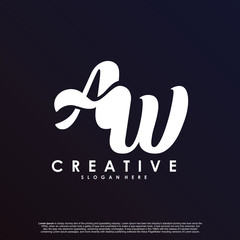 Letter AW A W logo initial overlapping interlock logo. Luxury vector mark logo template.