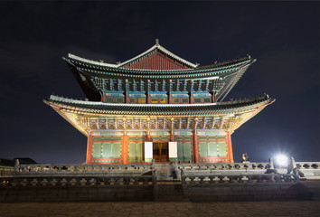 Gyeongbokgung Palace at night in Seoul,south Korea.