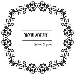 Beautiful floral frame on a white backdrop for vintage greeting card romantic. Vector