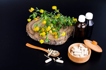 Herbal capsules and tinctures from medicinal plants.