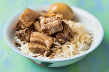 braised pork belly rice bowl