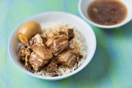 braised pork belly rice bowl