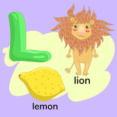 Letter L in the children s alphabet. Vector graphics.