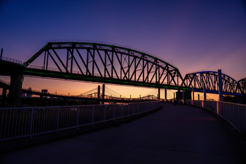 Sunset walking bridge Louisville, KY