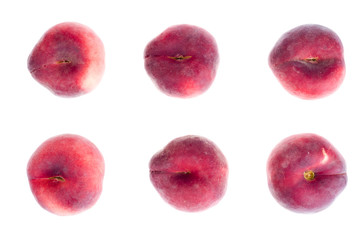 Heap of sweet paraguaya peaches isolated on white background