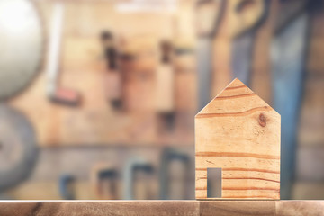 Wooden House Model on wooden there space