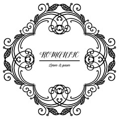 Romantic valentine card with ornament of leaf floral frame. Vector