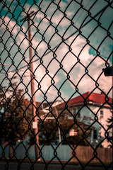 fence on a background of blue sky