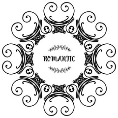 Place for text, for greeting card romantic, with ornate of unique leaf floral frame. Vector