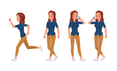 Obraz premium Woman wear blue jeans shirt character vector design. no4