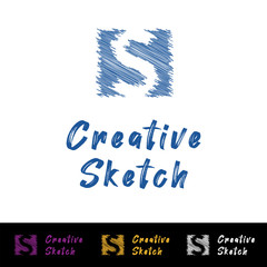 handwritten logos of creative letters in a square sketch, the concept of business consulting. studio, room, group icon. Suitable for business, consulting group companies. - vector