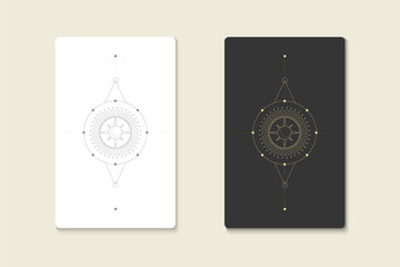 Fototapeta na wymiar Set of vector trendy cards with geometric icons. Alchemy symbols collection.