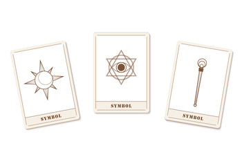 Set of vector trendy cards with geometric icons. Alchemy symbols collection.