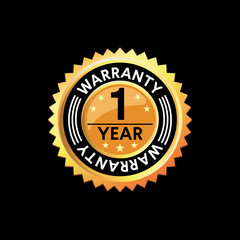 1 Year Seal Sticker Vector Badge Guarantee Warranty Label	