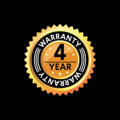 4 year badge guarantee warranty vector sign packaging