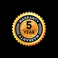 5 year badge guarantee warranty vector sign packaging