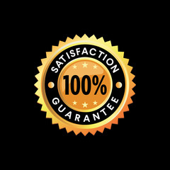 100% satisfaction guarantee gold badge for packaging vector