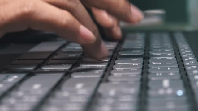 Super Close Shot of Female Hands Typing on a Laptop Computer