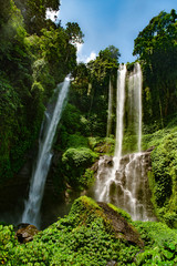 Beautiful Sekumpul Waterfall in the lush green TropicalBali jungle