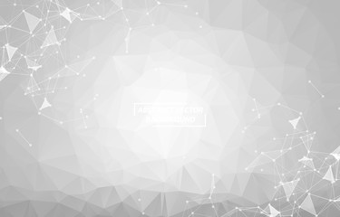 Abstract White Polygonal Space Dark Background with Connecting Dots and Lines , Futuristic Design.