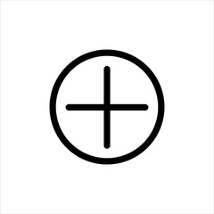 Plus or add Icon with flat line style icon for web site design, logo, app, UI isolated on white background
