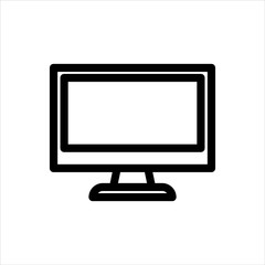 Monitor PC Icon with flat line style icon for web site design, logo, app, UI isolated on white background