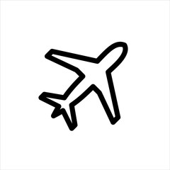 Obraz premium Plane flight Icon with flat line style icon for web site design, logo, app, UI isolated on white background