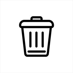 Trash bin Icon with flat line style icon for web site design, logo, app, UI isolated on white background