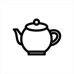 Teapot Icon with flat line style icon for web site design, logo, app, UI isolated on white background